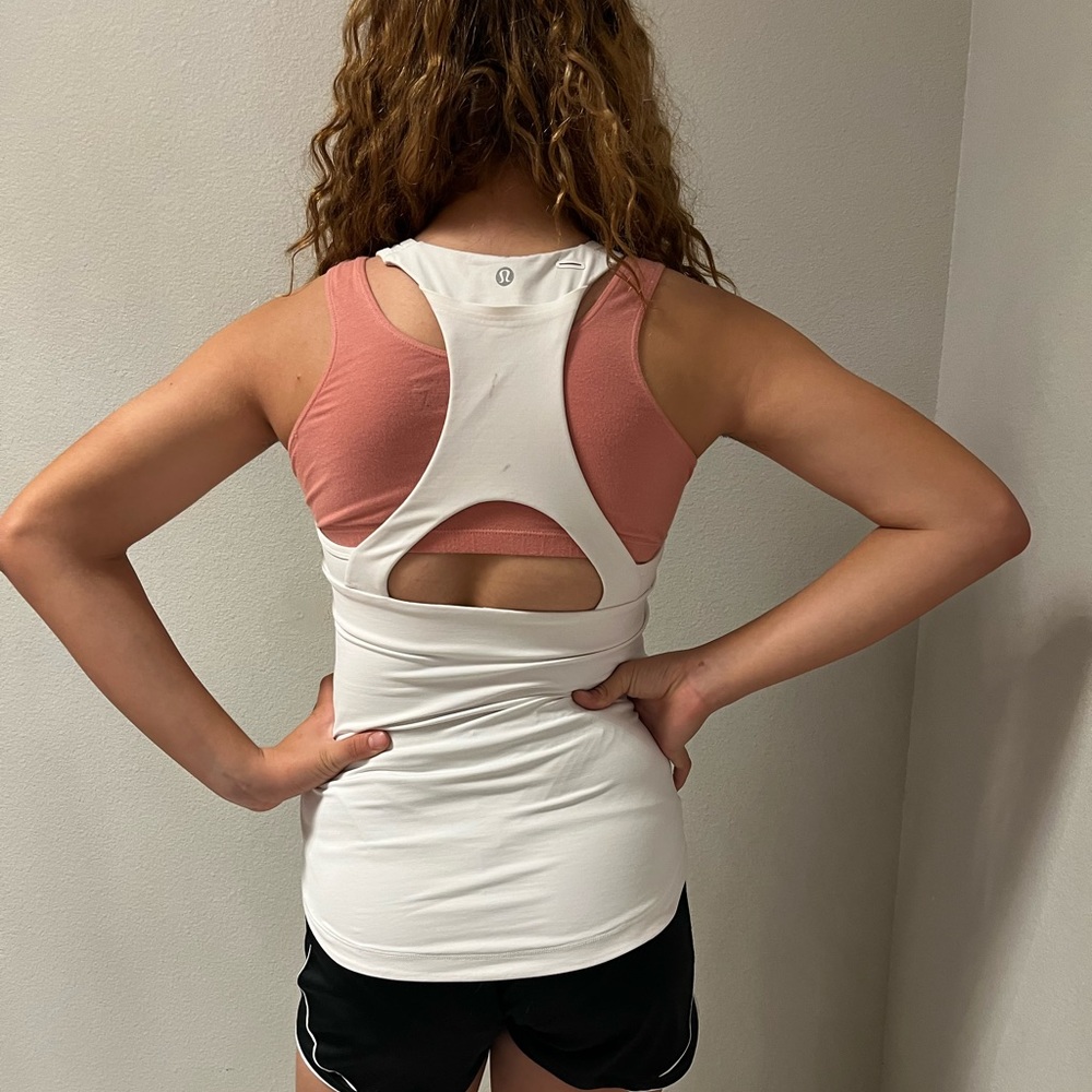 Lululemon Running Tank with built in support bra White Size 6